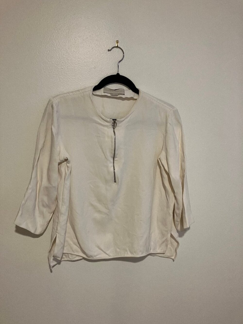 Stella McCartney Cream Half-Zip Blouse Silver Hardware Size 42 IT (US 6-8) As-Is
